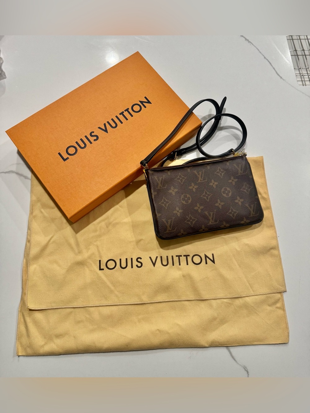 Louis Vuitton Double Zip Pochette Reverse Monogram Giant Crossbody Box Dust Bag - Picture 9 of 16